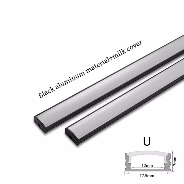 Profil Aluminiu Neincastrabil U 17X7/12mm-Negru