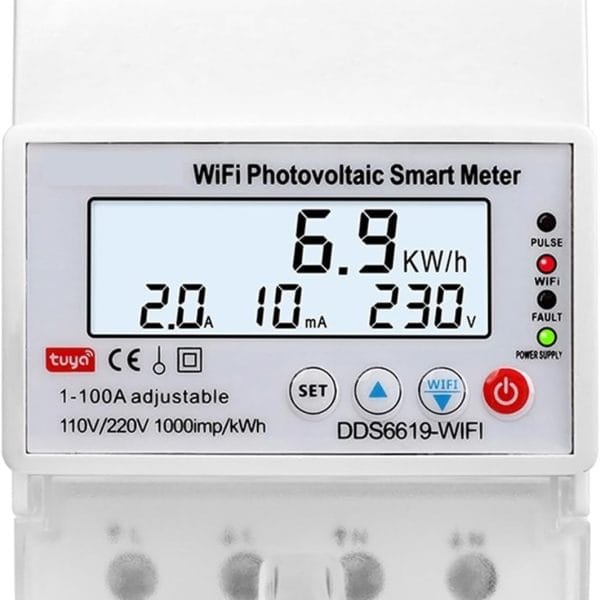 Contor de energie SINOTIMER, WIFI bidirecțional, 100A,  pentru panouri fotovoltaice, întrerupător monofazat, DDS6619-WIFI