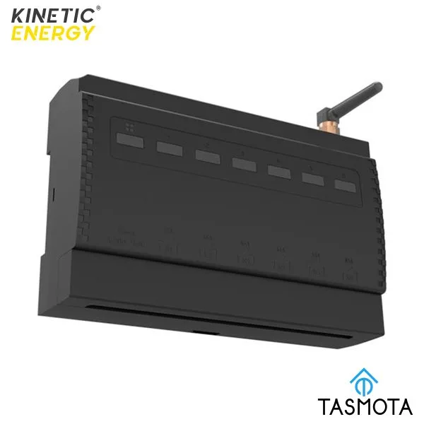 Controller Smart KINETIC ENERGY TASMOTA cu Montaj pe Șină DIN, 6 Canale 2x10A+4x5A, WiFi+RF433