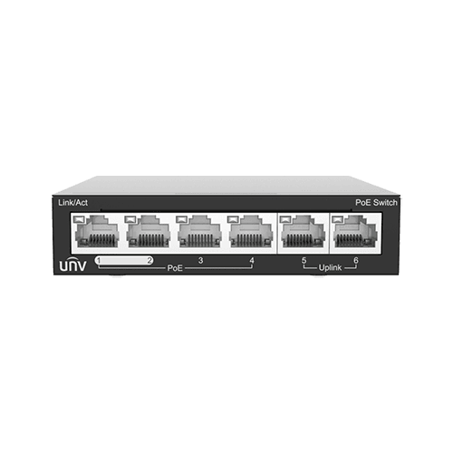 Switch 4 porturi PoE, 2 porturi uplink RJ45 - UNV NSW2020-6T-POE-IN