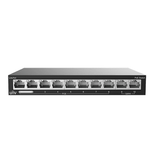 Switch 8 porturi PoE, 2 porturi uplink RJ45 - UNV NSW2020-10T-POE-IN
