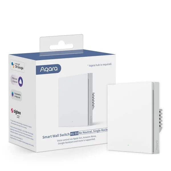 Întrerupător Smart Simplu ZigBee AQARA H1 EU Alb (cu Nul)