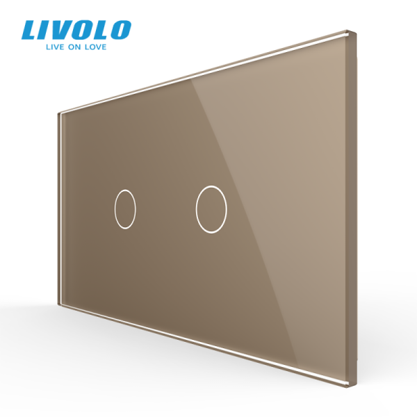 Panou din Sticlă pentru Întrerupător Touch Simplu + Simplu pentru doză 4 module LIVOLO - auriu
