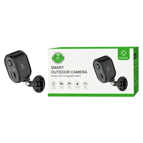 Cameră de Supraveghere Wireless (cu Baterii) de Exterior WiFi TUYA WOOX (Neagră)