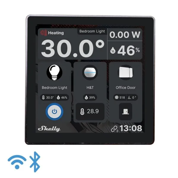 Shelly Wall Display - Panou de Control Tactil, Montaj in Doză (WiFi, Bluetooth)